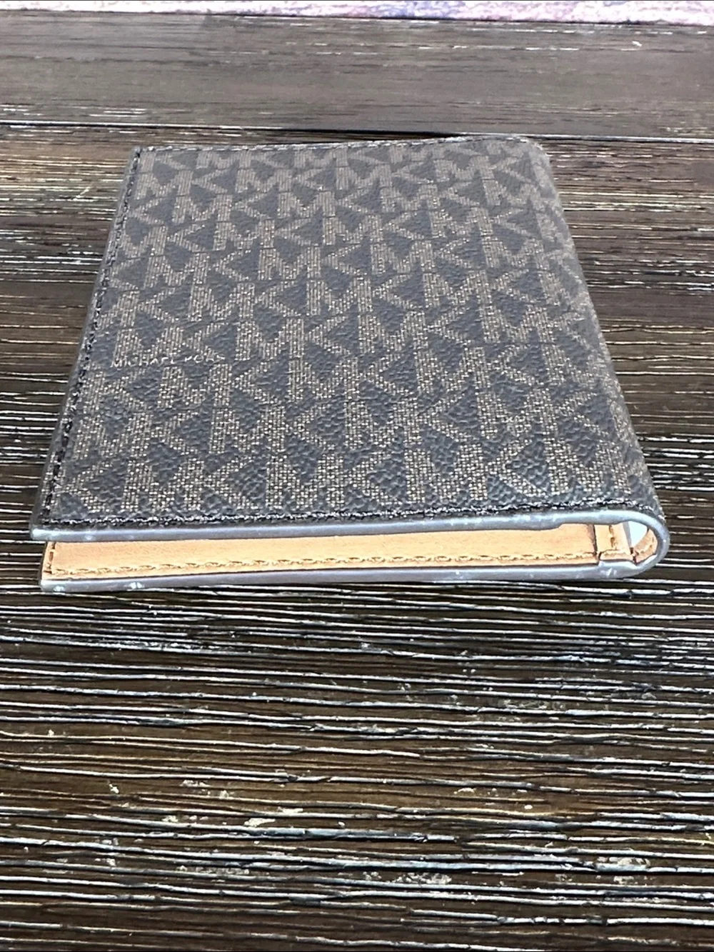NWOT! Michael Kors Logo-Print Passport Card Holder in Dark Brown